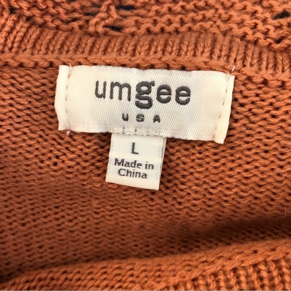 Umgee Peach Knot Sweater Flare Patterned Sleeve Women Size Large - Picture 9 of 9